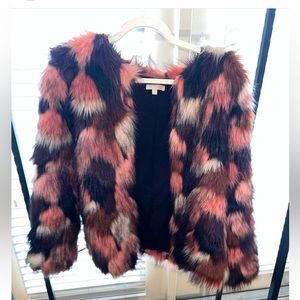 Gianni Bini Multicolor Fur Coat Size Medium